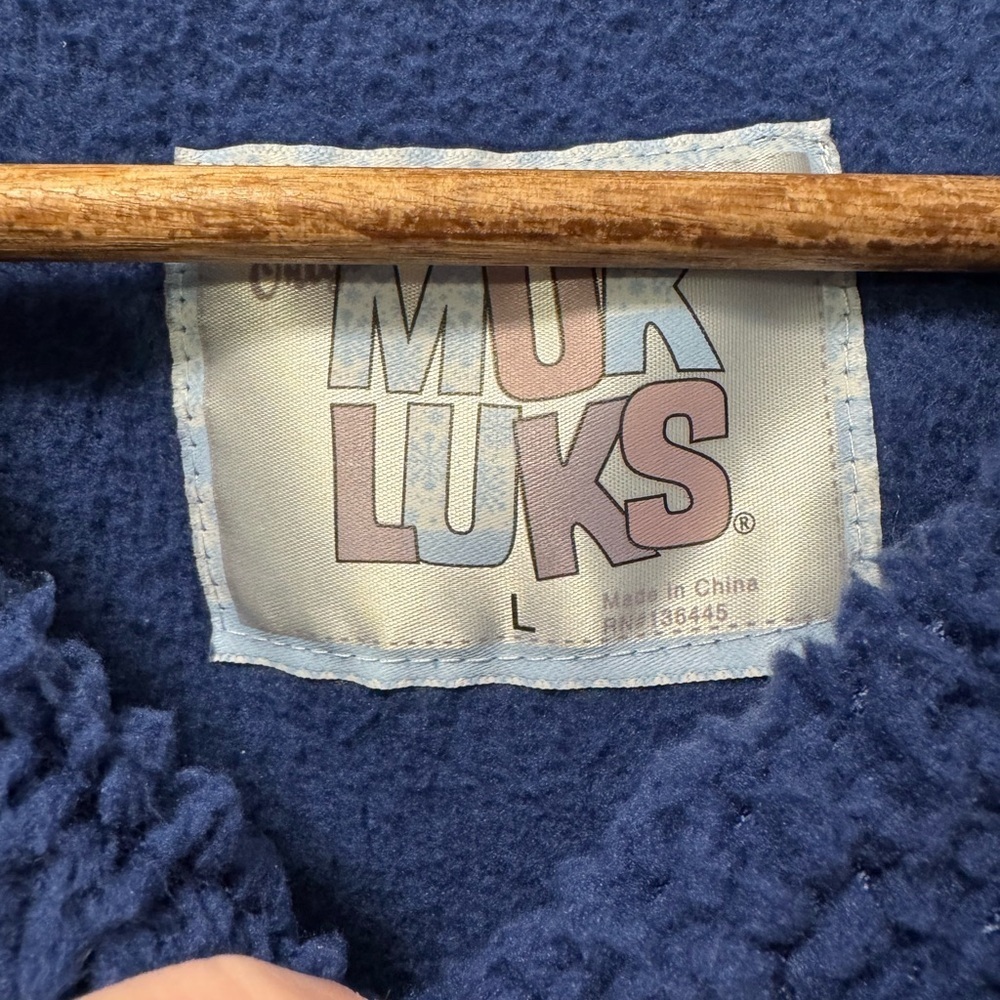 Muk Luks Fuzzy Blue Crewneck Sweater - Picture 3 of 4